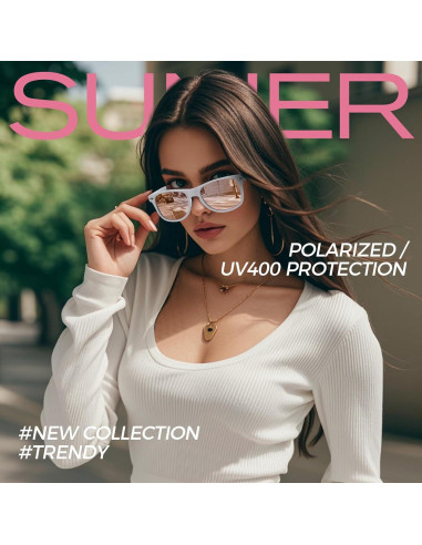 Gafas de sol polarizadas Sunier UV400 retro mate para hombres