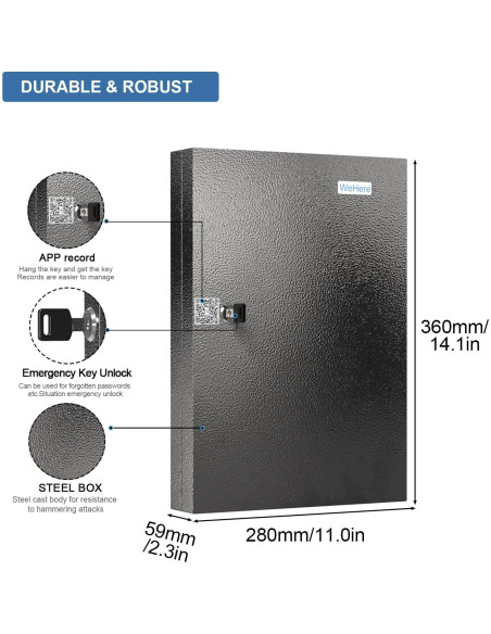Caja de Llaves DiDiHere para 32 Llaves, Montaje en Pared, Negra