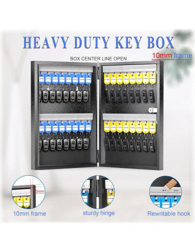 Caja de Llaves DiDiHere para 32 Llaves, Montaje en Pared, Negra