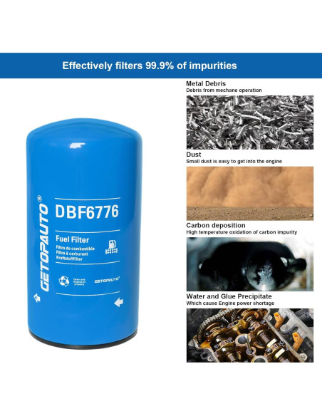 Filtro de combustible GETOPAUTO DBF6776 para Cummins ISX11.9 X15 (Juego de 3)