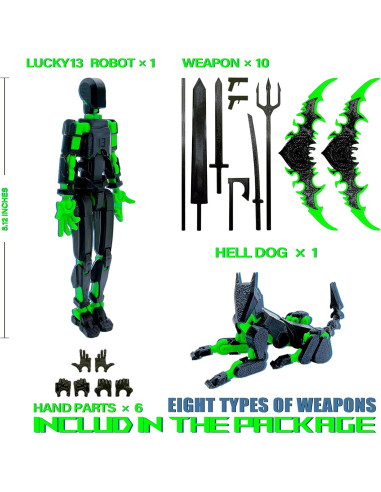 Conjunto de Figuras de Acción T13 Uodofy Modular 3D Negro Verde