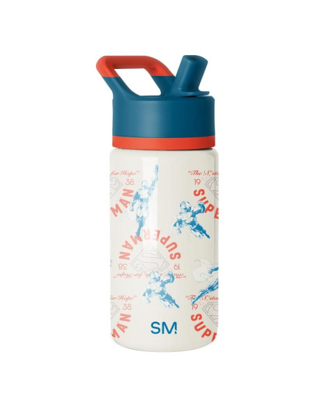 Botella de Agua Aislada Simple Modern Superman 414ml con Popote