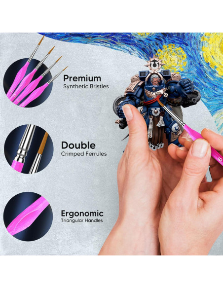 10 Pinceles Miniatura KIASON para Detalles Finos - Magenta