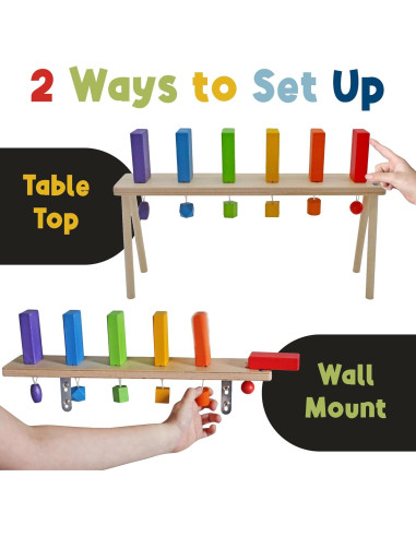 Juguete de Dominó Montable en Pared MEAVIA - 7 Bloques de Madera