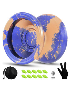 Yoyo Profesional HKSOD Metal Dorado y Azul con Accesorios