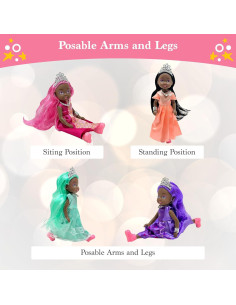 Conjunto de 6 Muñecas Princesas Pequeñas con Tiaras - 13.97 cm 2