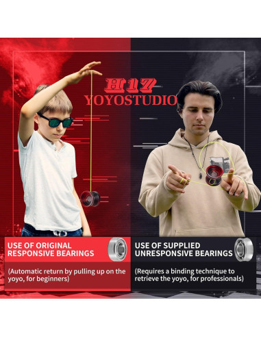 Yoyo Profesional YOYOSTUDIO H17 Doble Función Negro y Rojo
