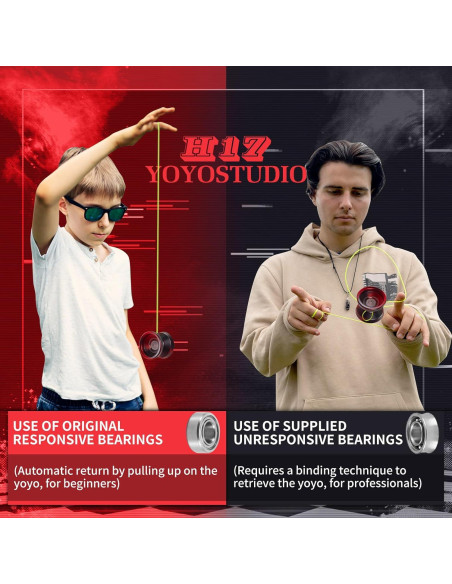 Yoyo Profesional YOYOSTUDIO H17 Doble Función Negro y Rojo