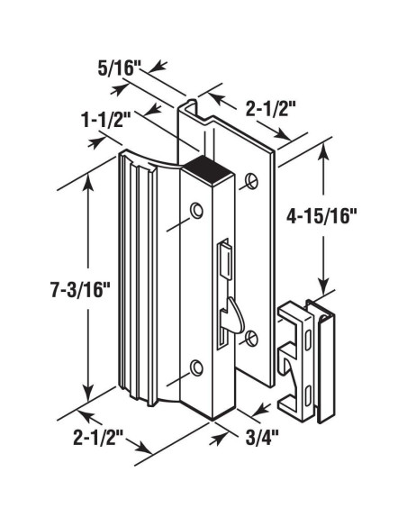Conjunto de Manijas para Puerta Corrediza Prime-Line C 1001, 12.54 cm, Aluminio Negro