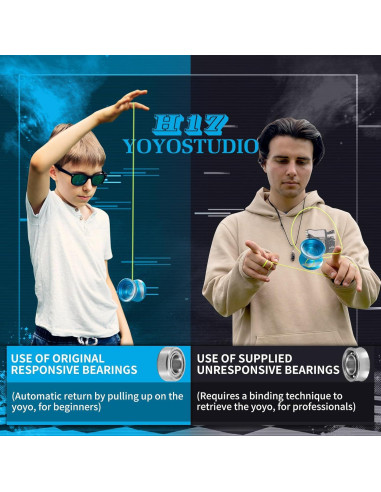Yoyo Profesional YOYOSTUDIO H17 con Kit y Estuche Azul Plata