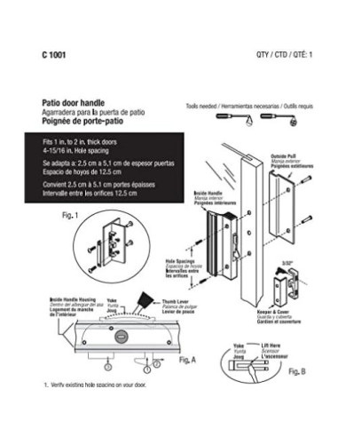 Conjunto de Manijas para Puerta Corrediza Prime-Line C 1001, 12.54 cm, Aluminio Negro