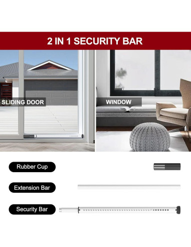 Barra de Seguridad para Puertas Corredizas AceMining Blanca 50-127 cm