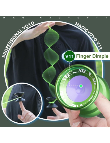 Yoyo Profesional MAGICYOYO V11 con Dedo - Verde Claro