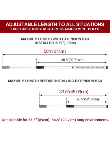 Barra de Seguridad para Puertas Corredizas AceMining Blanca 50-127 cm