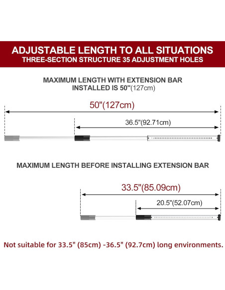Barra de Seguridad para Puertas Corredizas AceMining Blanca 50-127 cm