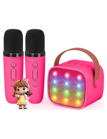 Mini máquina de karaoke VERKB K1 con 2 micrófonos y Bluetooth
