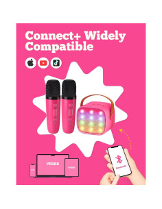 Mini máquina de karaoke VERKB K1 con 2 micrófonos y Bluetooth 2