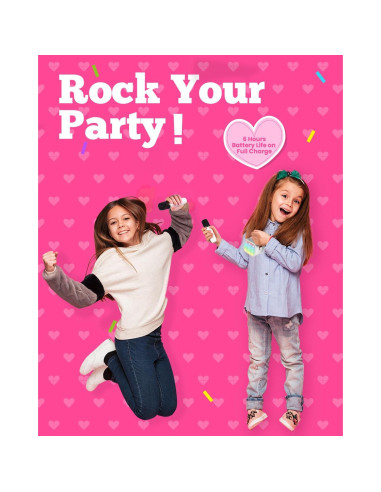 Mini máquina de karaoke VERKB con 2 micrófonos inalámbricos