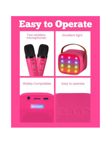 Mini máquina de karaoke VERKB K1 con 2 micrófonos y Bluetooth