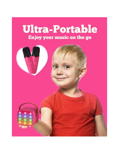 Mini máquina de karaoke VERKB K1 con 2 micrófonos y Bluetooth