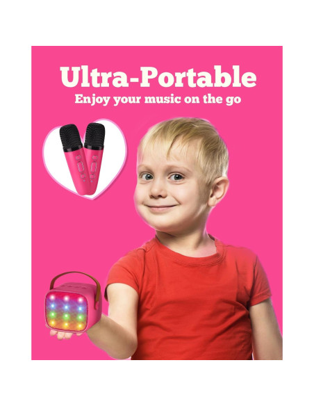 Mini máquina de karaoke VERKB K1 con 2 micrófonos y Bluetooth