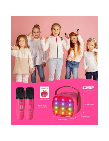 Mini máquina de karaoke VERKB K1 con 2 micrófonos y Bluetooth