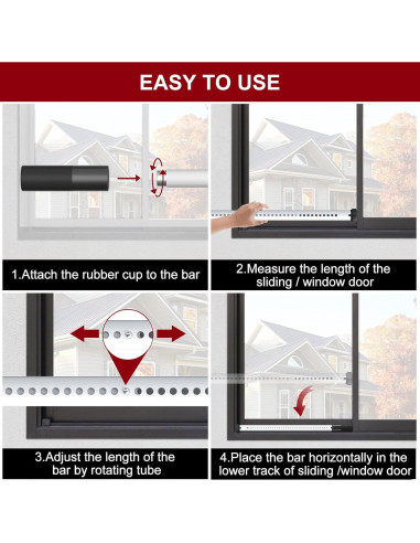 Barra de Seguridad para Puertas Corredizas AceMining Blanca 50-127 cm