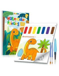 Libro de Pintura Acuarela TECJOE Dinosaurios con Pinceles