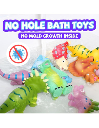 Juguetes de Baño Dinosaurios Hely Cancy 12 Piezas Sin Agujeros