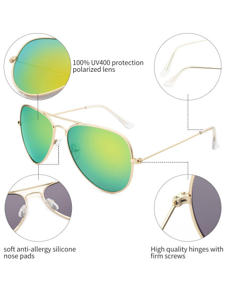 Gafas de Sol Livho Aviador Polarizadas UV400 Oro Verde