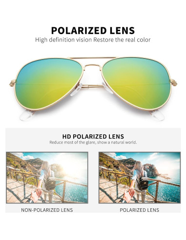 Gafas de Sol Livho Aviador Polarizadas UV400 Oro Verde