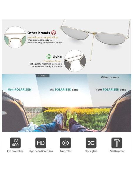 Gafas de Sol Livh Aviador Polarizadas UV400 Oro Verde/Naranja