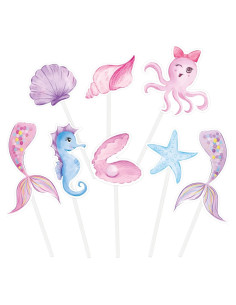 Adornos para Cupcakes WERNNSAI 32PCS Sirena Brillantes
