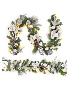 Guirnalda Navideña Iluminada GarveeHome 182 cm Plata