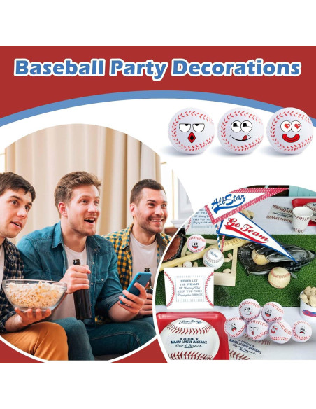 24 Mini Pelotas de Estrés de Béisbol con Caras Divertidas