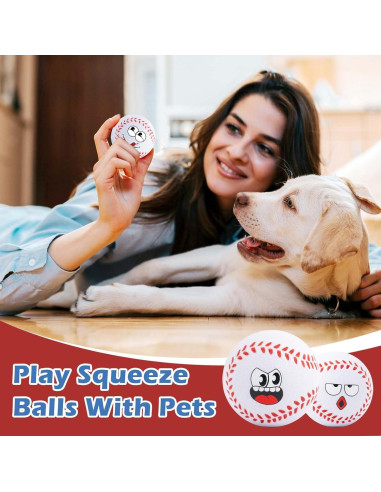 24 Mini Pelotas de Estrés de Béisbol con Caras Divertidas