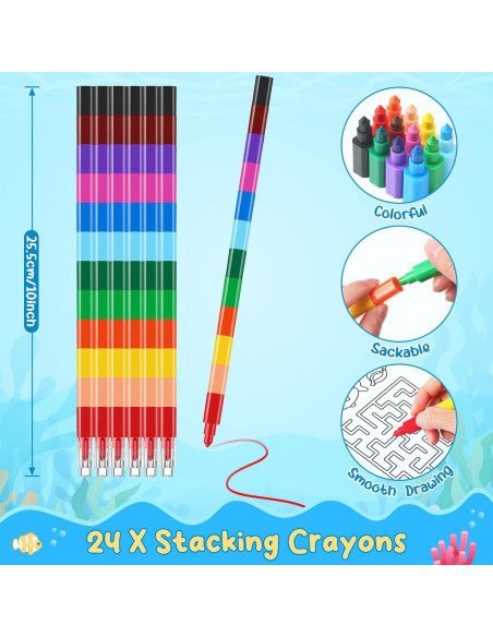 BenLouis Mini Libros para Colorear Océano 24 Crayones