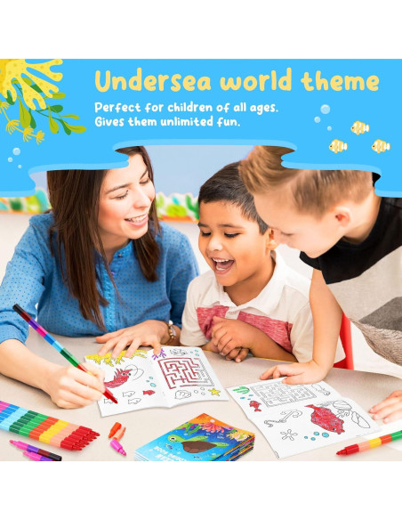 BenLouis Mini Libros para Colorear Océano 24 Crayones