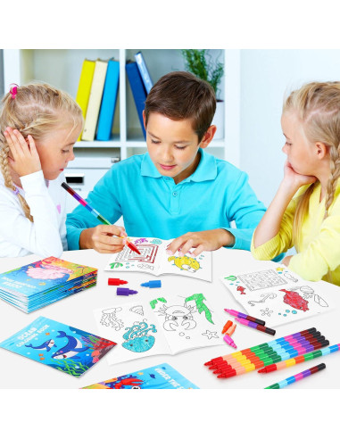 BenLouis Mini Libros para Colorear Océano 24 Crayones