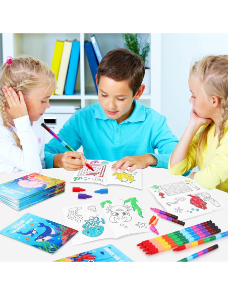 BenLouis Mini Libros para Colorear Océano 24 Crayones