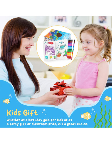 BenLouis Mini Libros para Colorear Océano 24 Crayones