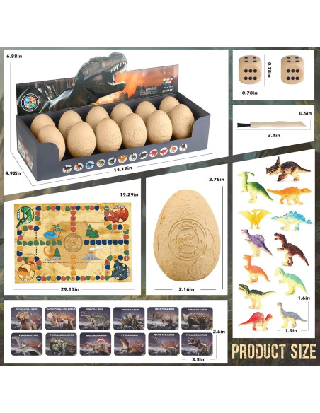 Kit de Excavación de Huevos de Dinosaurio Woumserta 12 Piezas Kit de Excavación de Huevos de Dinosaurio Woumserta 12 Piezas
