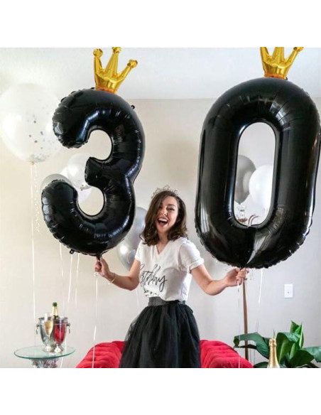 Globo de Número 4 Negro Crown 101,6 cm para Fiestas