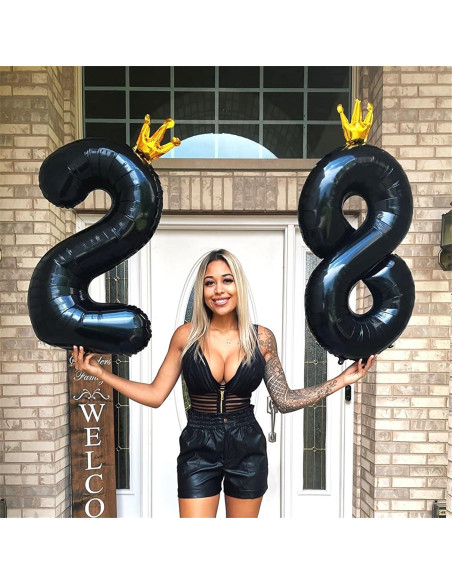 Globo de Número 4 Negro Crown 101,6 cm para Fiestas