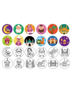 Sellos de Fiesta de Ramadán 24 Pcs Cinrobiye 2.5 cm