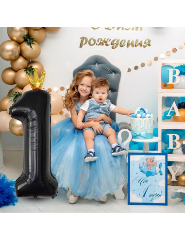 Globo de Número 4 Negro Crown 101,6 cm para Fiestas