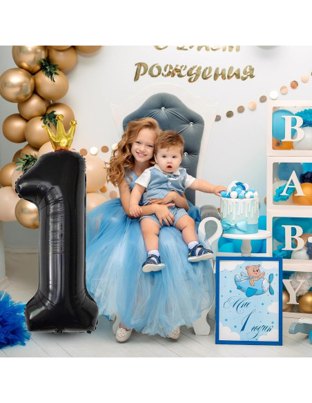 Globo de Número 4 Negro Crown 101,6 cm para Fiestas