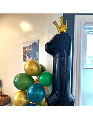 Globo de Número 4 Negro Crown 101,6 cm para Fiestas