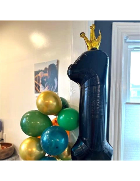 Globo de Número 4 Negro Crown 101,6 cm para Fiestas