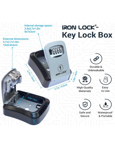 Caja de Llave Iron Lock Montaje en Pared Impermeable 4 Dígitos